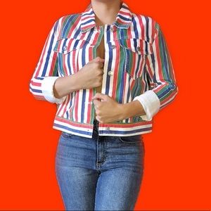 Striped retro 90s denim jacket